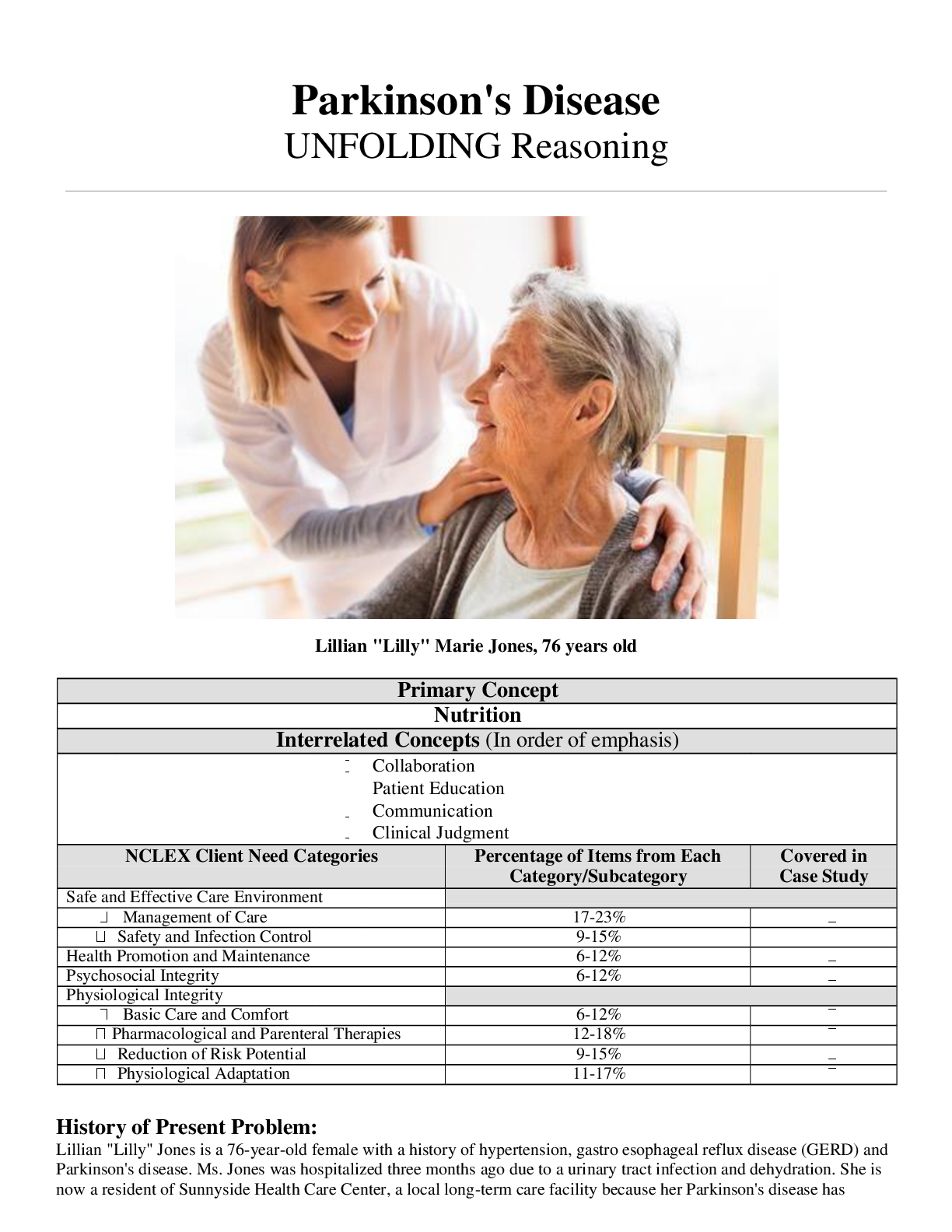Preview of Parkinson's Disease UNFOLDING Reasoning Clinical Parkinson's Case GRADED A
